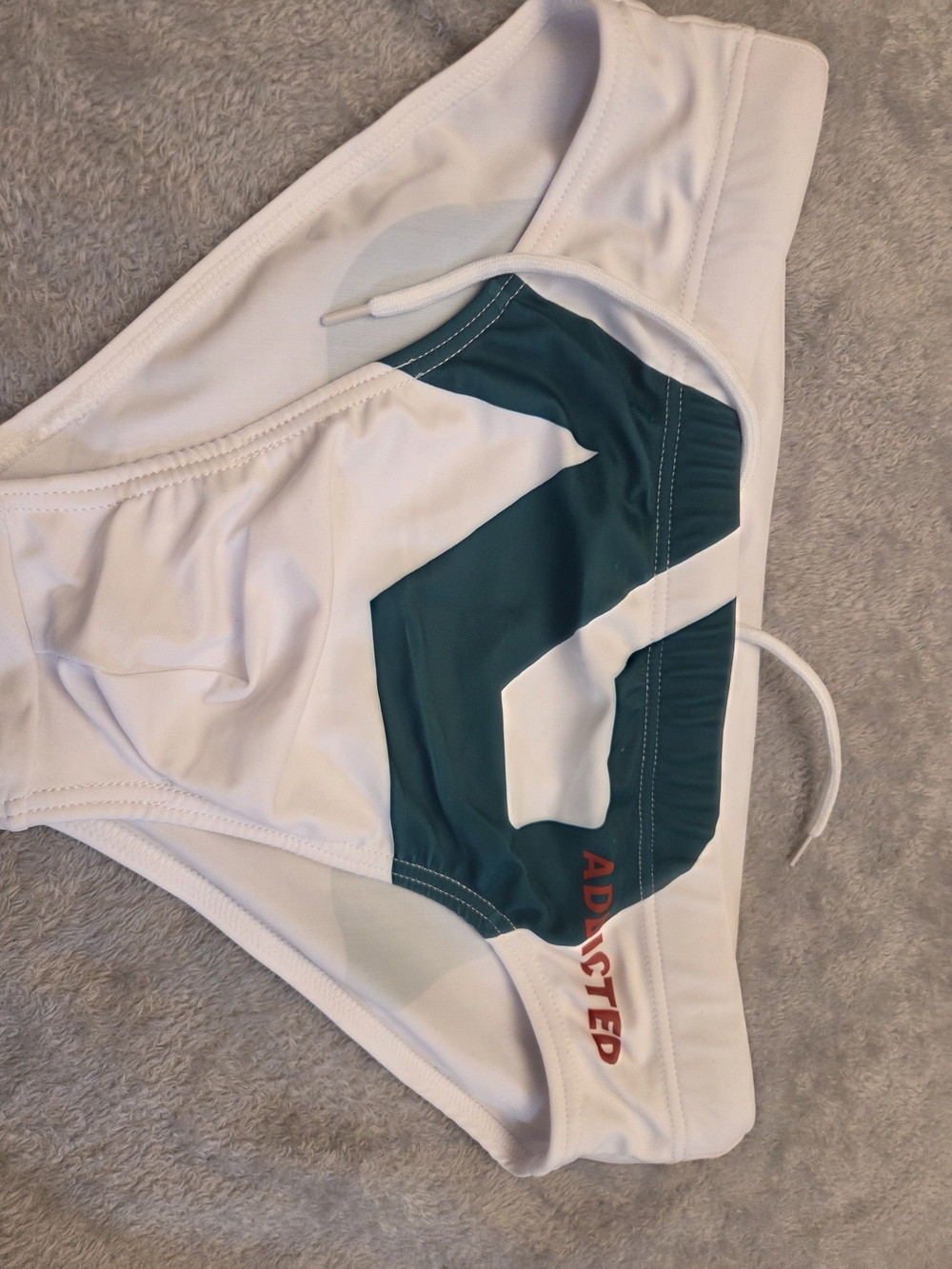 White Swim Briefs with Teal Accent